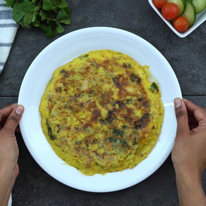Spanish Omelette is served in a plate