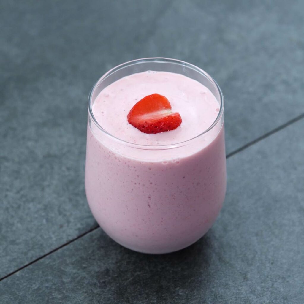 Healthy Strawberry Smoothie in a serving glass.