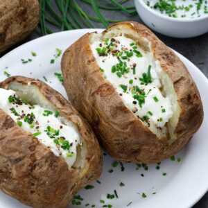 Baked Potatoes served on a plate