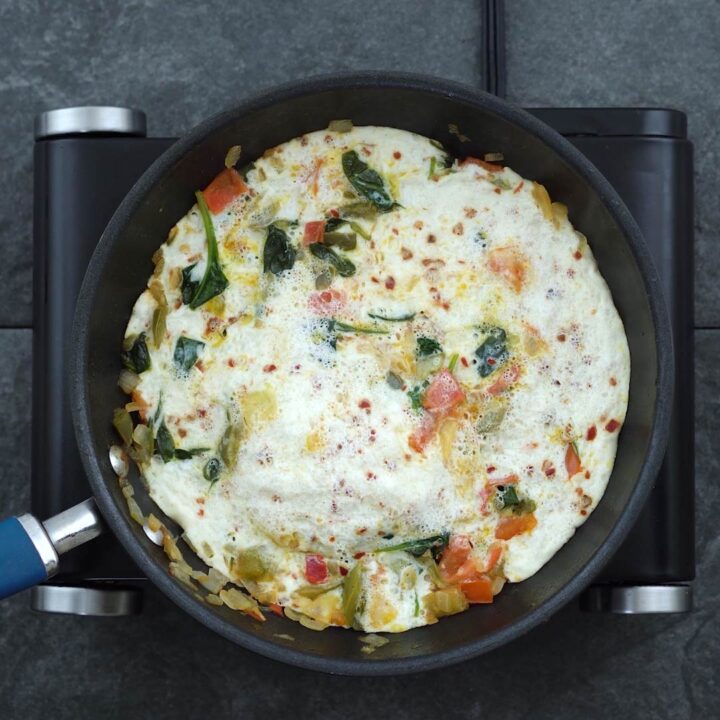 Fluffy Egg White Omelette in a pan
