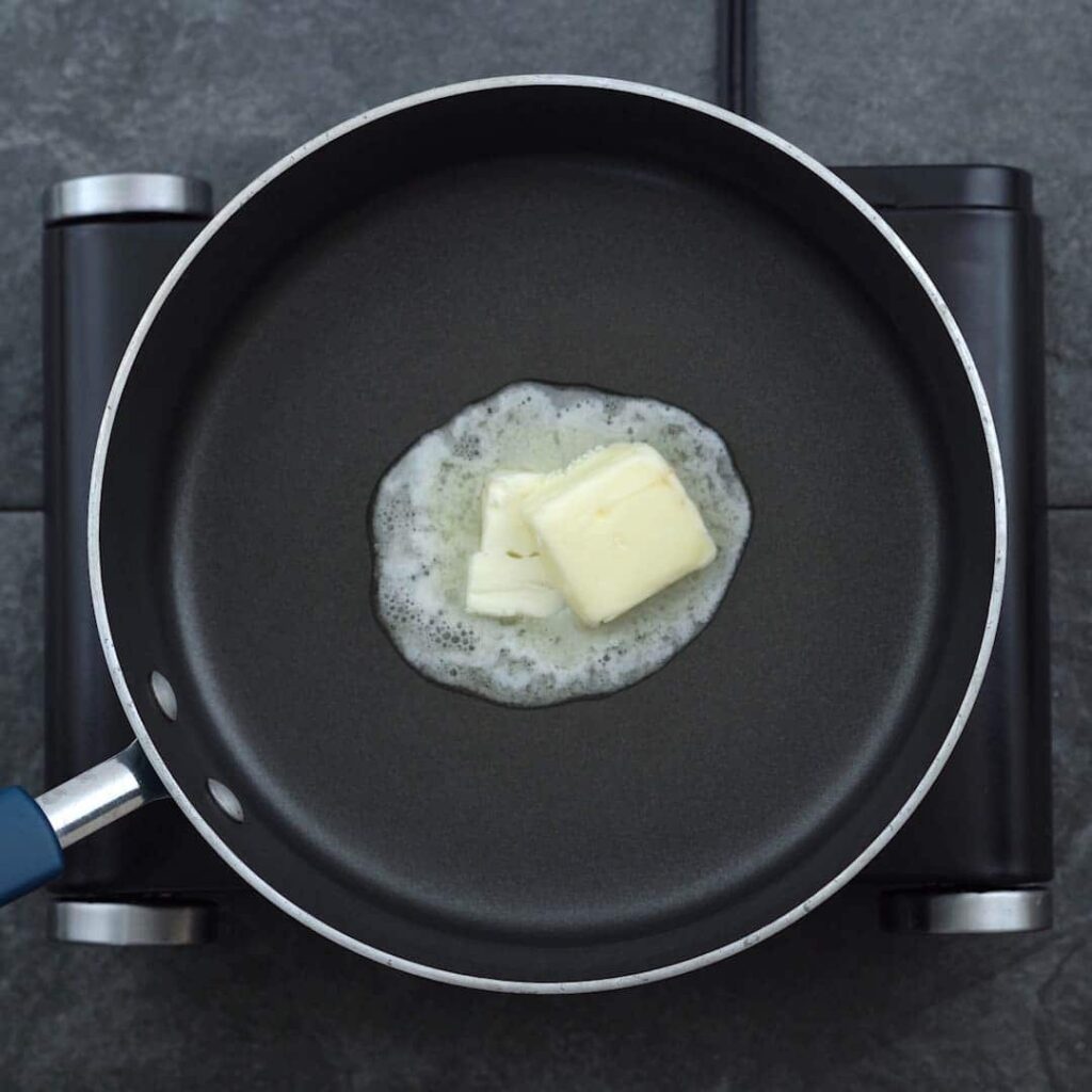 Butter is melting in a pan