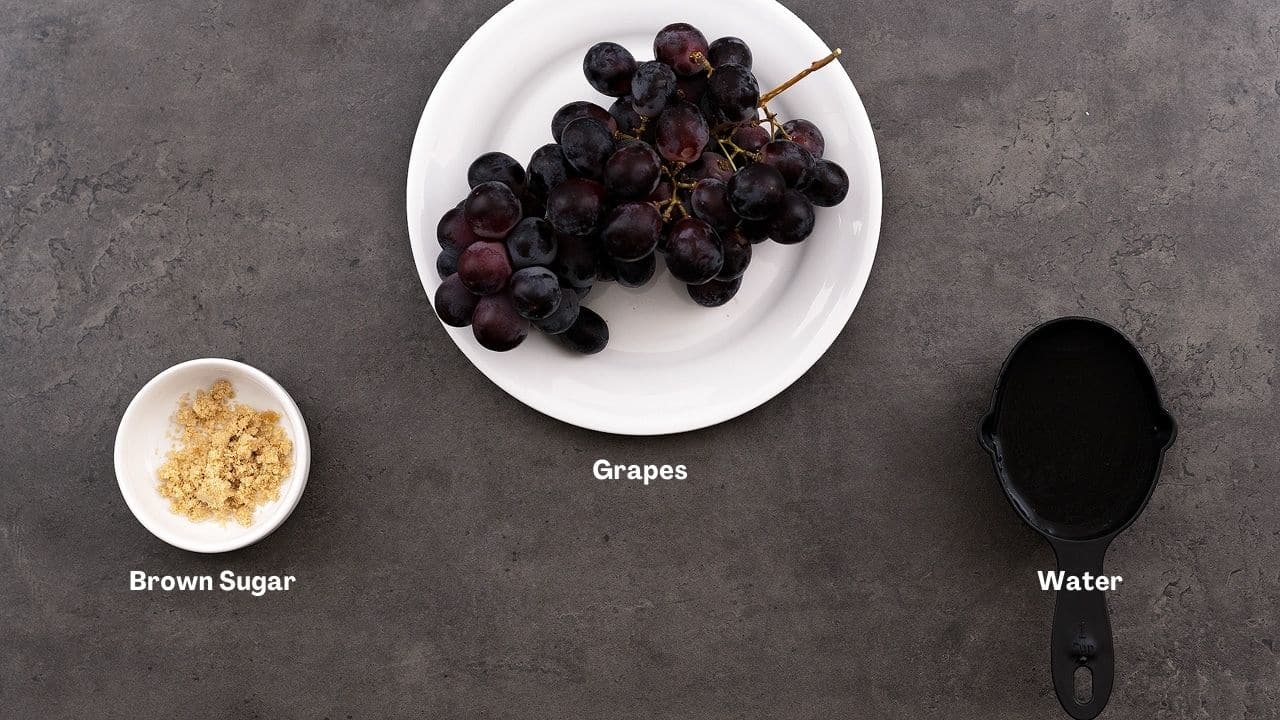 Grape Juice ingredients placed on a table.