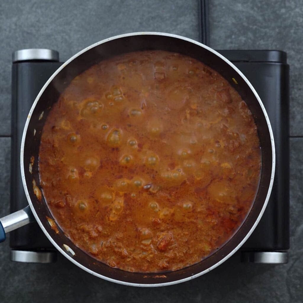 Vindaloo sauce simmering in a pan