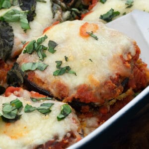 Eggplant Parmesan in a Ceramic Baking tray