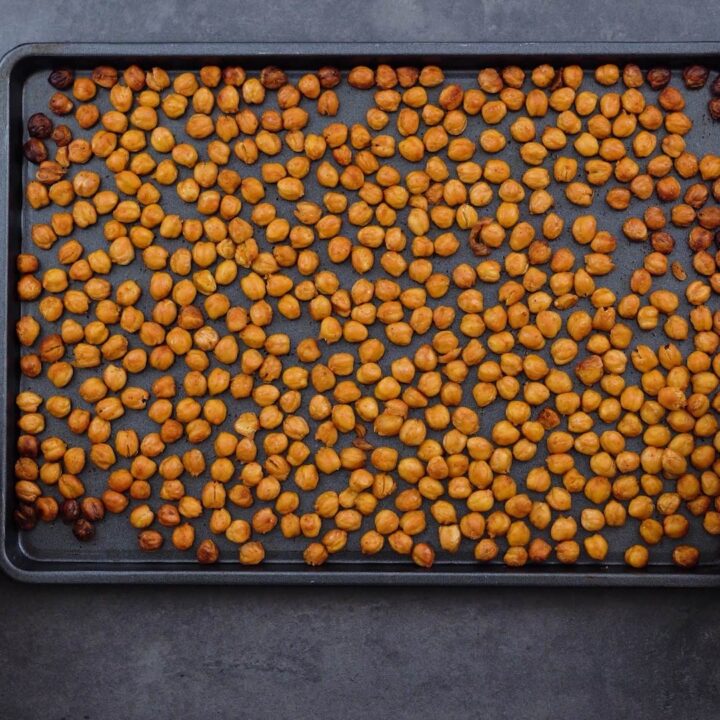 Oven Roasted Chickpeas in a tray