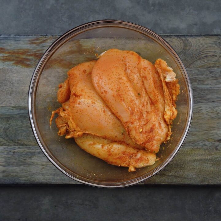 Seasoned Chicken breast in a bowl