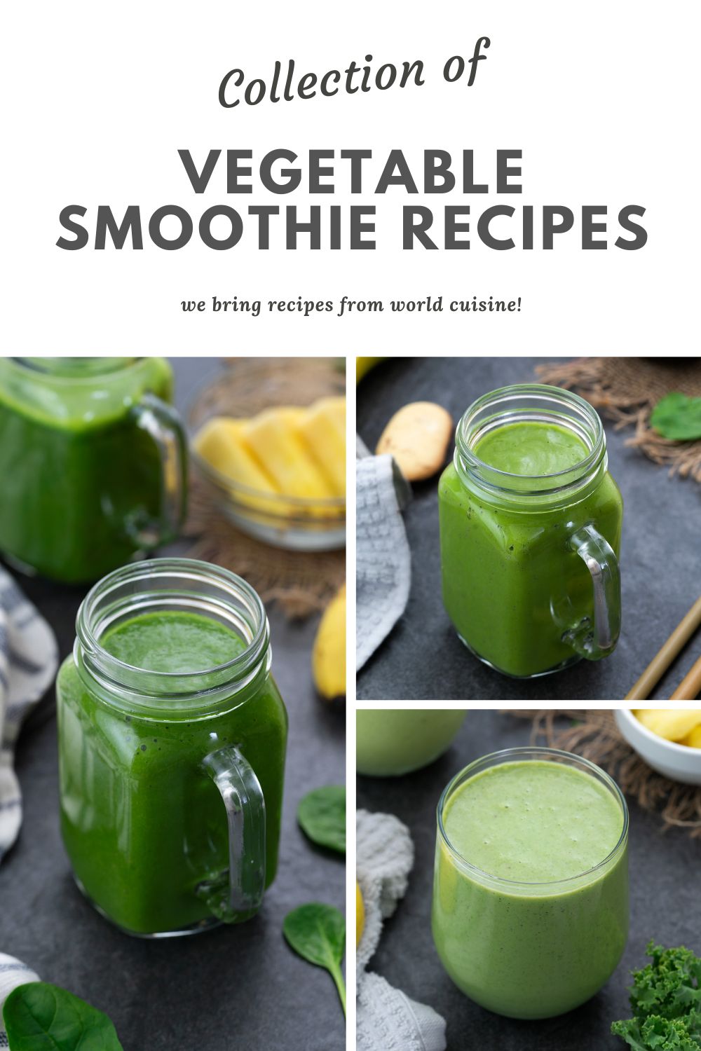 Image collage of Healthy Vegetable Smoothies.