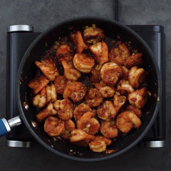 Honey Garlic Shrimp in a pan