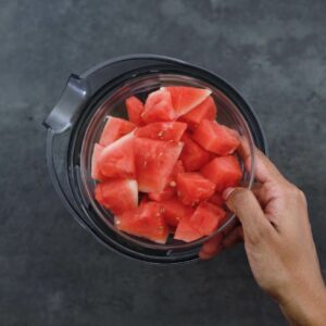 Watermelon in a glass bowl.