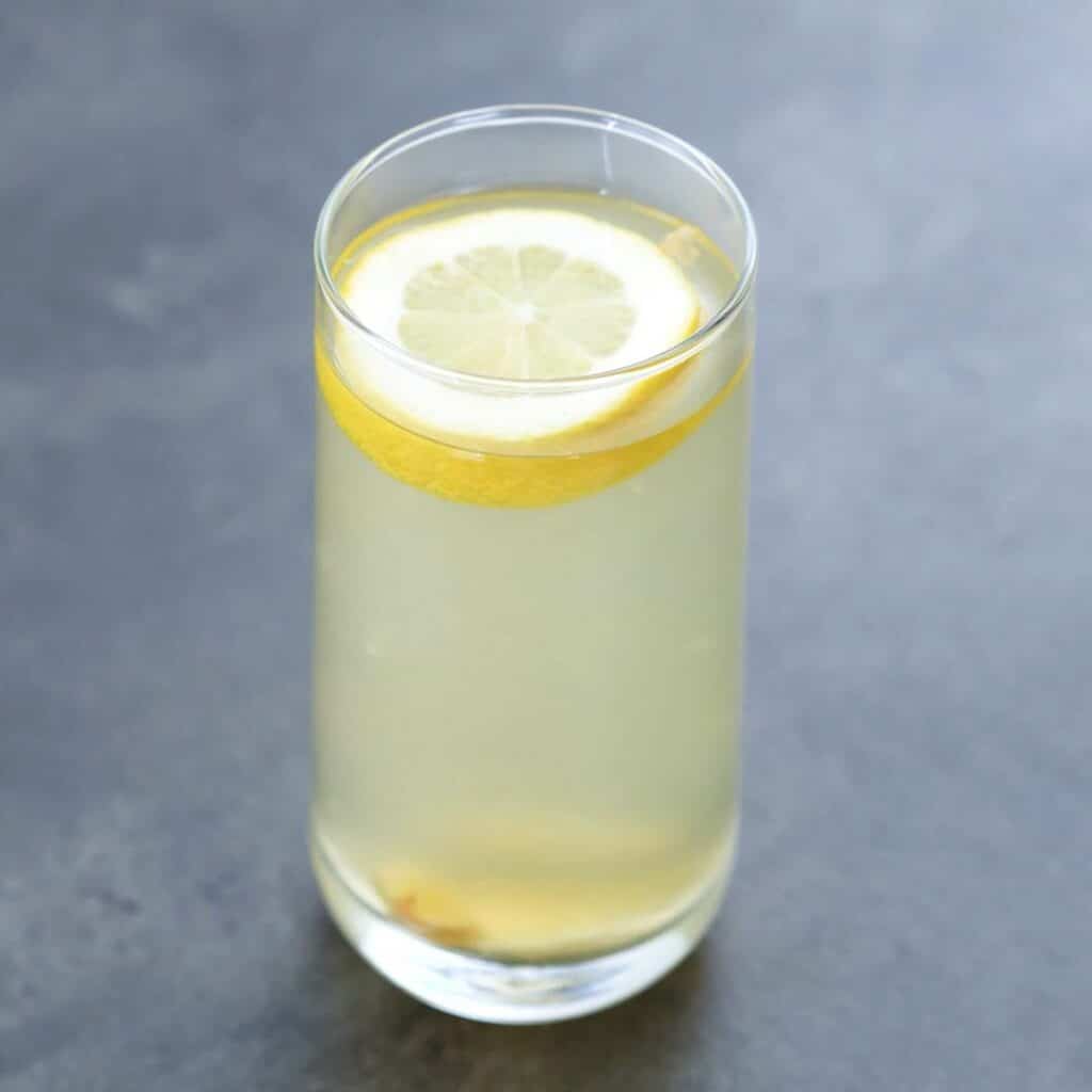Ginger Lemon Water served in a glass.