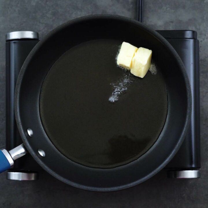 Oil and Butter in a frying pan.
