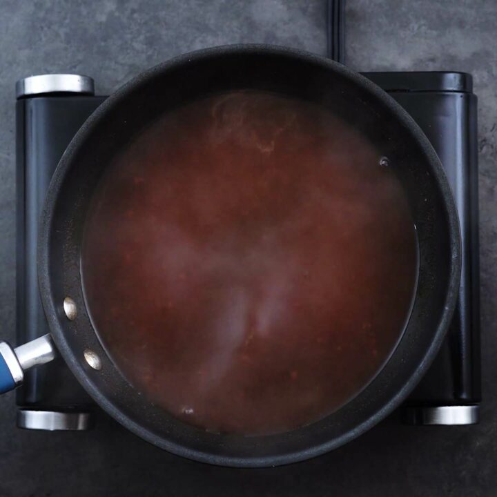Sweet and Sour Sauce mixture in a pan.