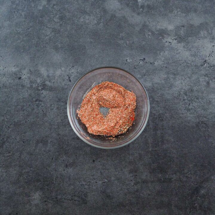 A bowl with seasoning spices for salmon.