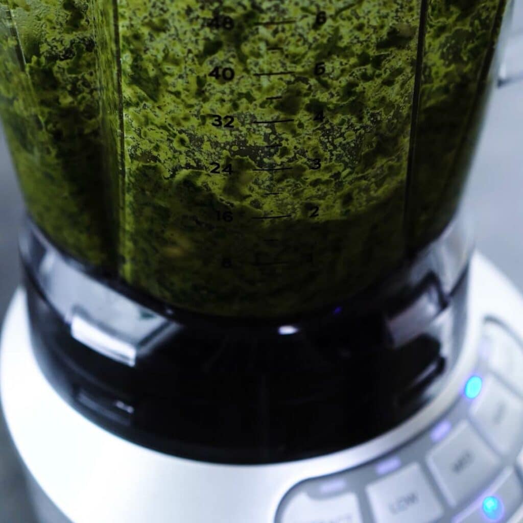 A Jar with basil pesto.