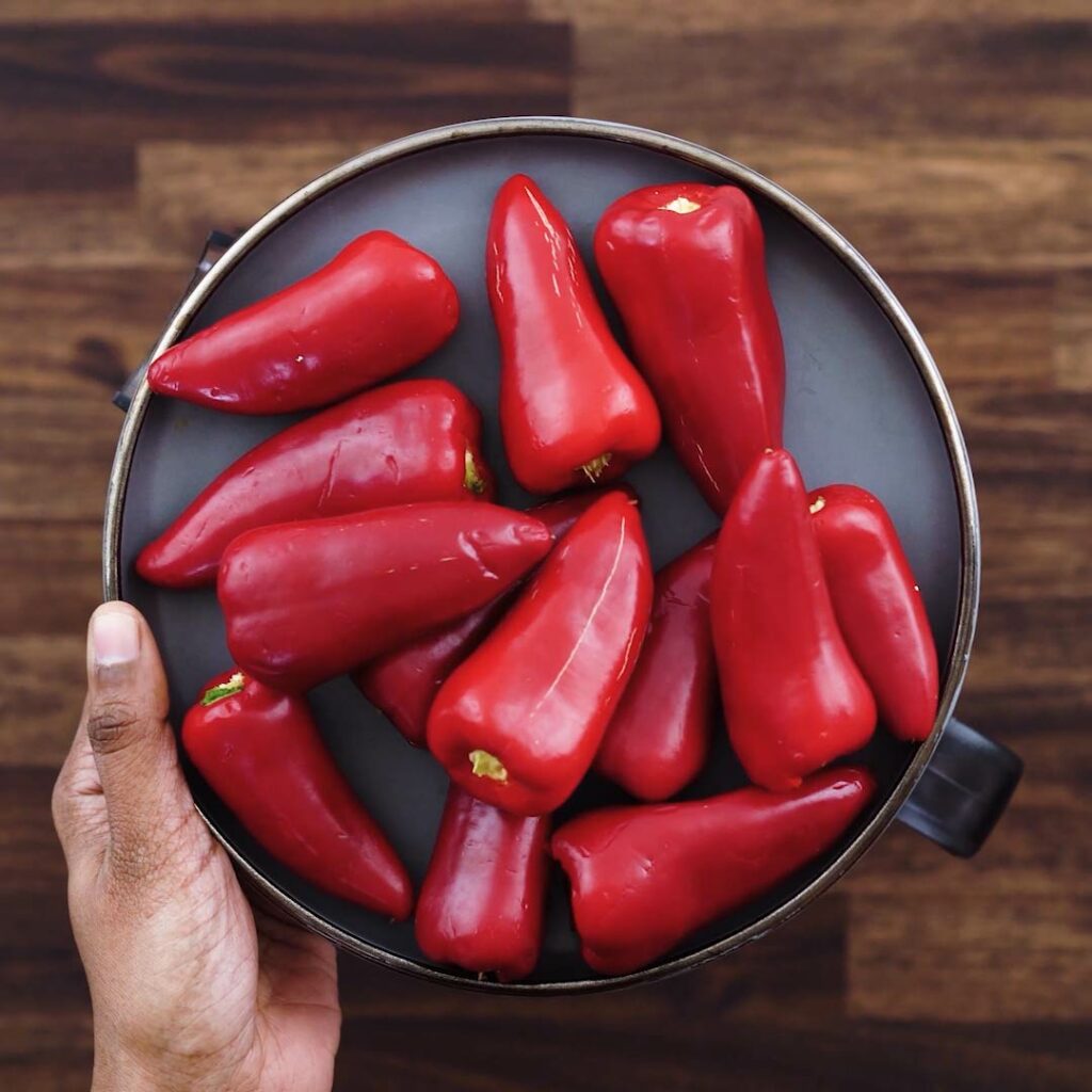 A plate with red chilies.