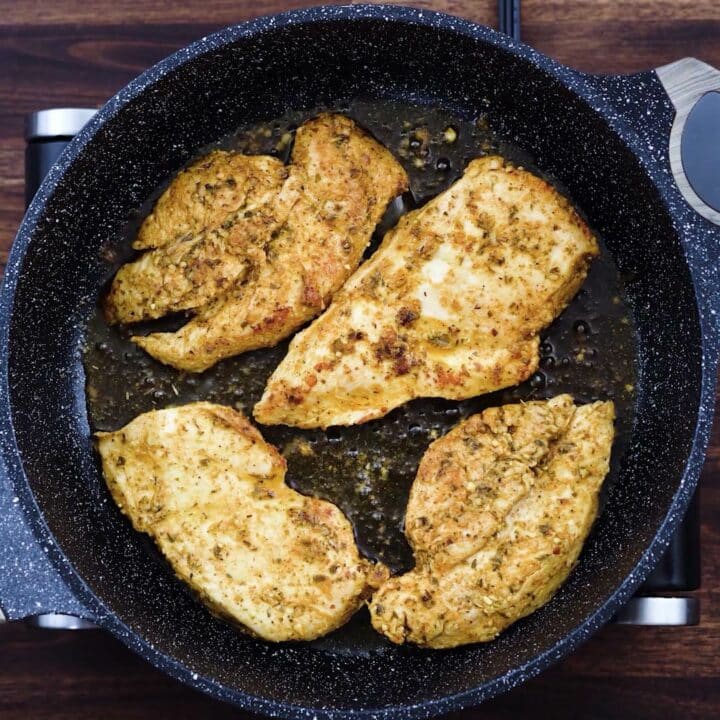 Fried Chicken Breast in a pan.