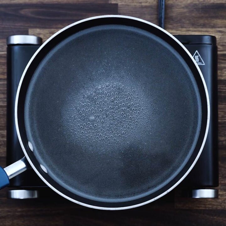 A pan with boiling water.
