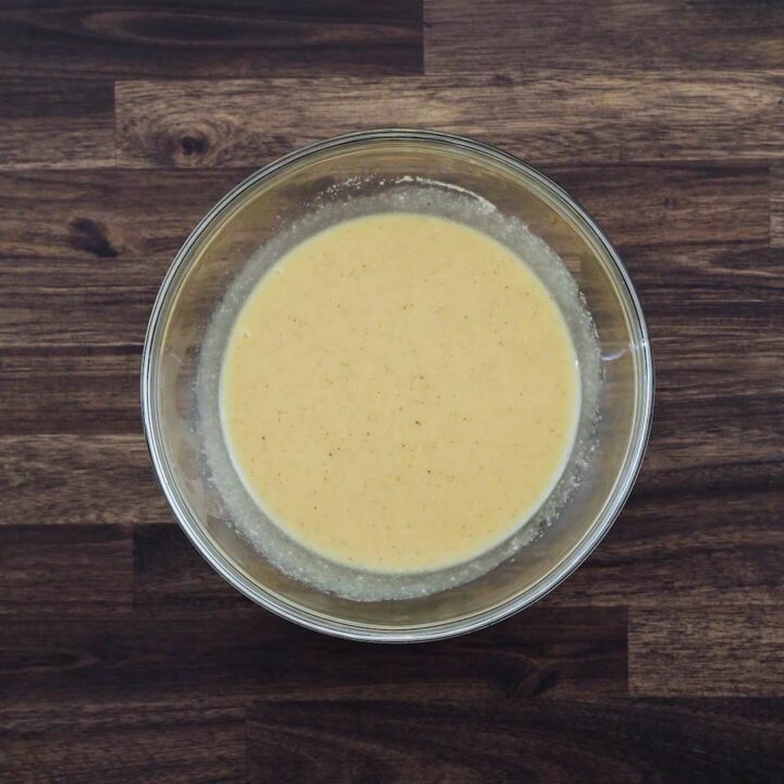 A bowl with honey mustard dressing.