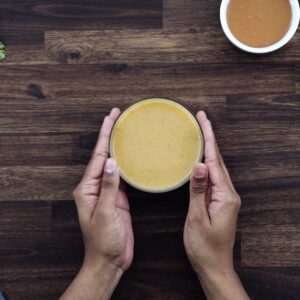 Serving Honey Mustard Dressing in glass bowl.