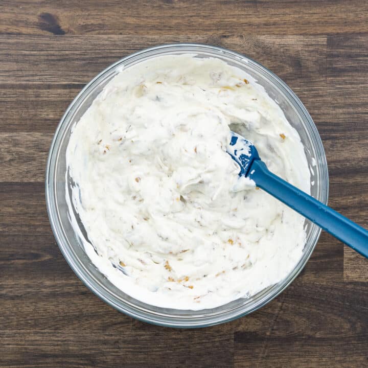 A bowl with French onion dip.