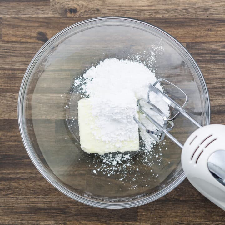 Softened butter and flour in a bowl.