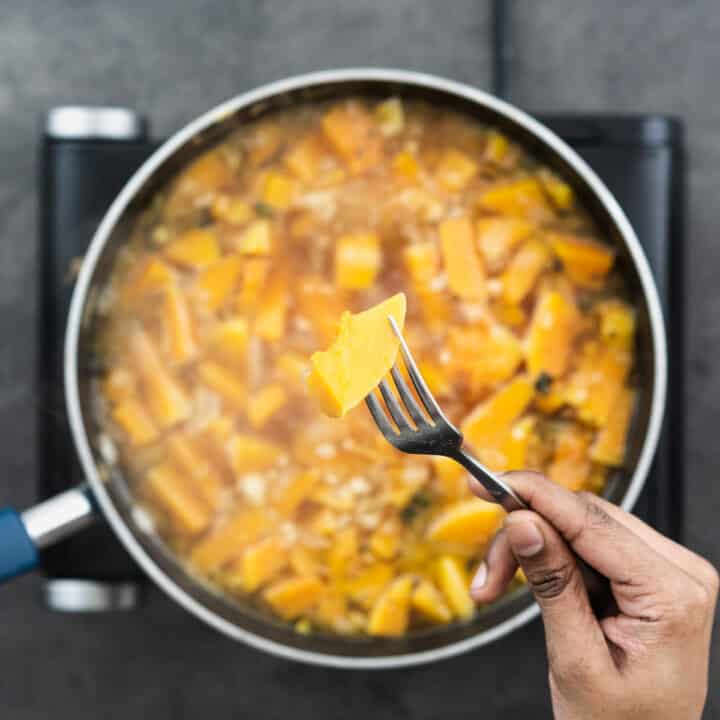 A picture showing fork-tender butternut squash.