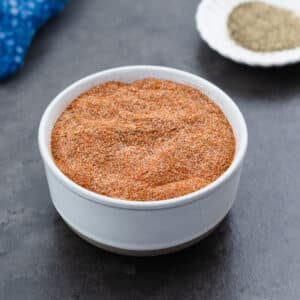 Salmon seasoning presented in a white bowl.