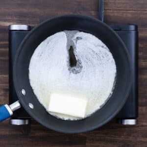 A pan with butter melting.