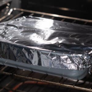 The stuffing baked in the oven, covered with foil.