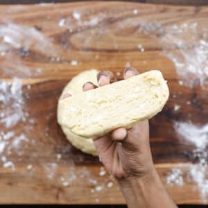Close-up showing the layer and texture of sliced pie dough.